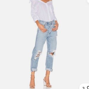 Agolde Light Blue Distressed High Rise Jeans